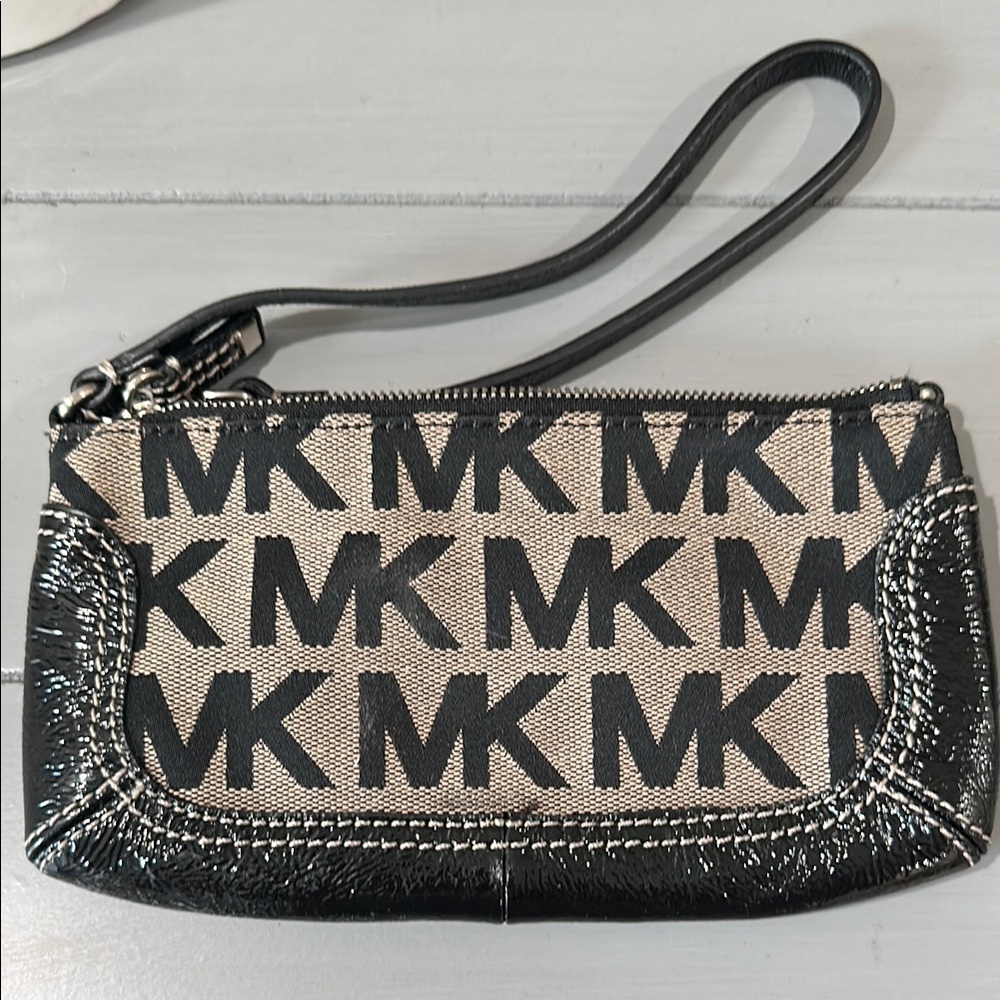 Michael Kors Black and Tan Wristlet